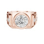 Rose gold diamond ring with round center stone and small side diamonds
