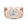Rose gold diamond ring with round center stone and small side diamonds