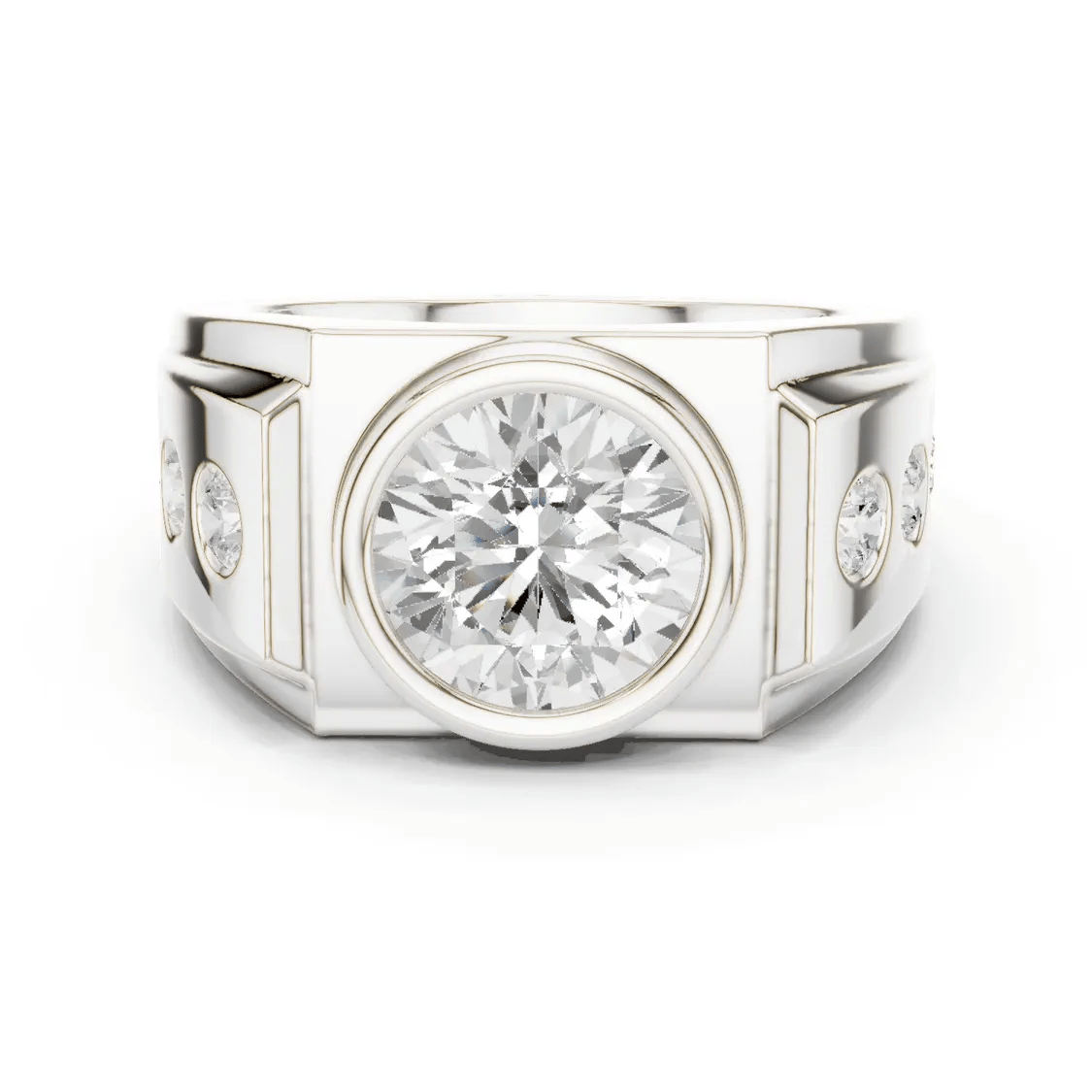 Apex men’s bezel diamond ring with round center diamond
