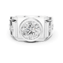 Platinum diamond ring with round center diamond and side accents