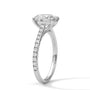 White gold oval diamond ring with pavé band and oval center stone