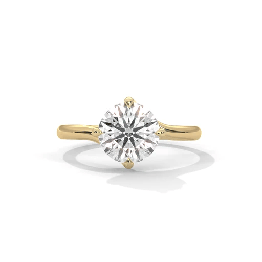 Yellow gold round diamond engagement ring with large center solitaire