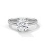 White gold round diamond solitaire ring, raised round center stone and slim band