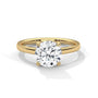 Yellow gold round diamond solitaire ring, raised round center stone