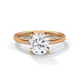 Rose gold round diamond solitaire ring, raised round center stone