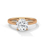Rose gold round diamond solitaire ring, raised round center stone
