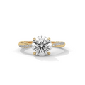 Yellow gold diamond ring with a round center stone and side diamond accents