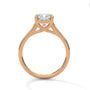 Yellow gold cushion-cut solitaire engagement ring with cathedral cross prongs
