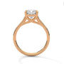Yellow gold cushion-cut solitaire engagement ring with cathedral cross prongs