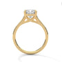 Yellow gold cushion-cut solitaire engagement ring, cathedral prong setting