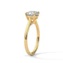 Yellow gold cushion-cut solitaire ring with X-style cathedral prongs