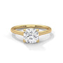 Yellow gold cushion solitaire ring with a cushion-cut diamond center