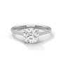 Platinum cushion solitaire ring with a cushion-cut diamond center
