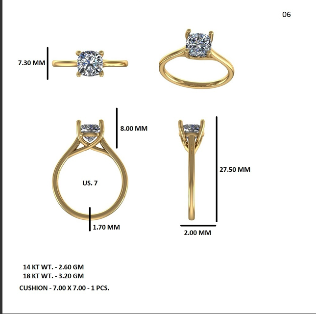 2.0 ct Cushion-Cut Cathedral Solitaire Engagement Ring