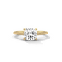 Yellow gold cushion-cut diamond solitaire ring, four-prong setting