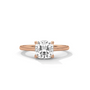 Rose gold cushion-cut diamond solitaire ring, four-prong setting