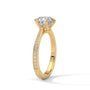 Yellow gold solitaire ring side profile with round center diamond and six-prong setting