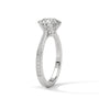 White gold solitaire engagement ring with round center diamond and six-prong setting