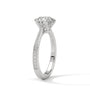 White gold solitaire engagement ring with round center diamond and six-prong setting