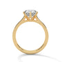 Yellow gold round diamond solitaire ring with three-prong basket setting