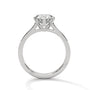 White gold round diamond solitaire ring with three-prong basket setting