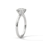 White metal solitaire ring with round center diamond, four-prong basket setting