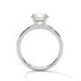 White metal solitaire ring with round center diamond and four-prong head
