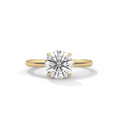 Yellow gold round diamond solitaire ring with 4-prong setting