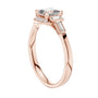 Rose gold radiant halo engagement ring with square center stone