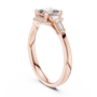 Rose gold radiant halo engagement ring with square center stone
