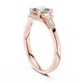 Rose gold radiant halo engagement ring with square center stone