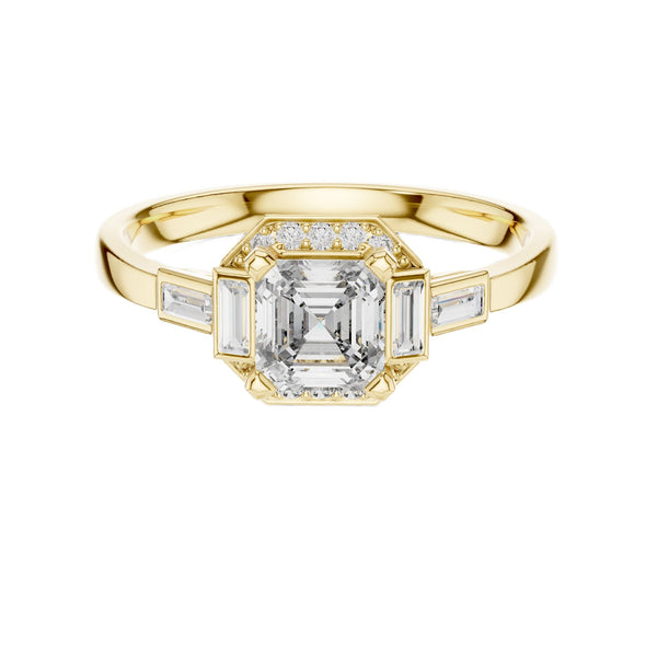 Vintage Radiant-Cut Geometric Diamond Halo Ring (0.80 ct.tw.)