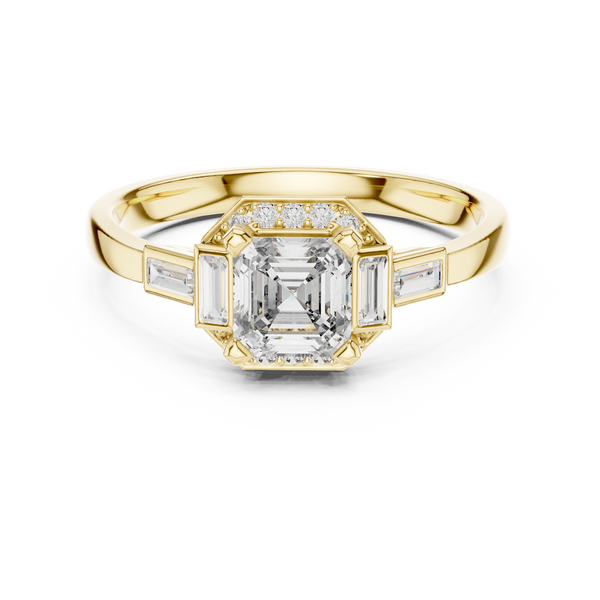 Vintage Radiant-Cut Geometric Diamond Halo Ring (0.80 ct.tw.)