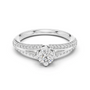 White gold split shank diamond ring with round center diamond and pavé side rows