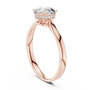 Rose gold engagement ring with round center diamond and hidden halo cathedral setting