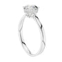 White gold engagement ring with round center diamond and hidden halo cathedral setting