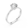 White gold engagement ring with round center diamond and hidden halo cathedral prongs