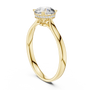 Yellow gold diamond ring with round center stone and hidden halo setting