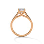 Rose gold radiant-cut solitaire trellis engagement ring with square center stone