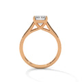 Rose gold radiant-cut solitaire trellis engagement ring with square center stone