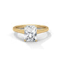 Yellow gold radiant-cut solitaire trellis ring with square center diamond