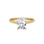 Yellow gold radiant-cut solitaire trellis ring with square center diamond