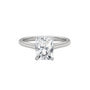 White gold radiant-cut solitaire trellis ring with square center diamond