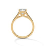 Yellow gold radiant-cut solitaire trellis engagement ring, front view
