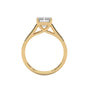 Yellow gold radiant-cut solitaire trellis engagement ring, front view