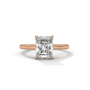 Rose gold solitaire ring with square radiant-cut diamond and four prong setting