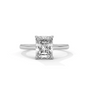 White gold solitaire ring with square radiant-cut diamond and four prong setting