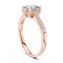 Rose gold engagement ring with princess-cut pavé center and diamond tennis-style band