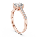 Rose gold engagement ring with princess-cut pavé center and diamond tennis-style band