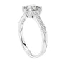 Platinum princess-cut pavé engagement ring with rectangular center diamond and diamond band